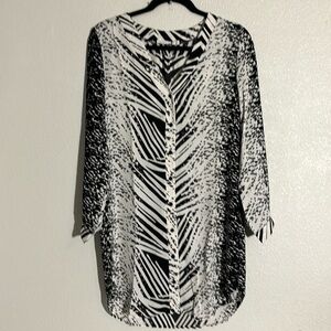 Three Eighty Two Black and White Long Sleeve Mini Dress XS